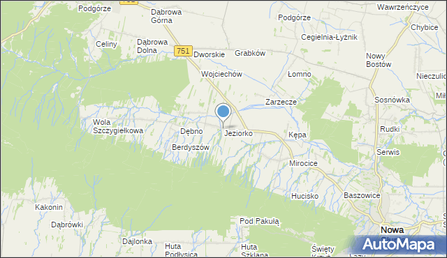 mapa Jeziorko, Jeziorko gmina Nowa Słupia na mapie Targeo